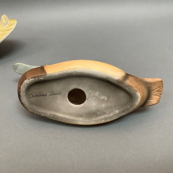 Lot of 2 Porcelain Mallard Ducks Canvas Back Hand Painted Green Head Brown Decoy - Picture 8 of 11